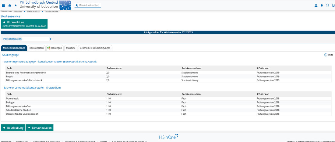 Screenshot Campus-Portal Studienservice Screenshot Campus-Portal Studienservice