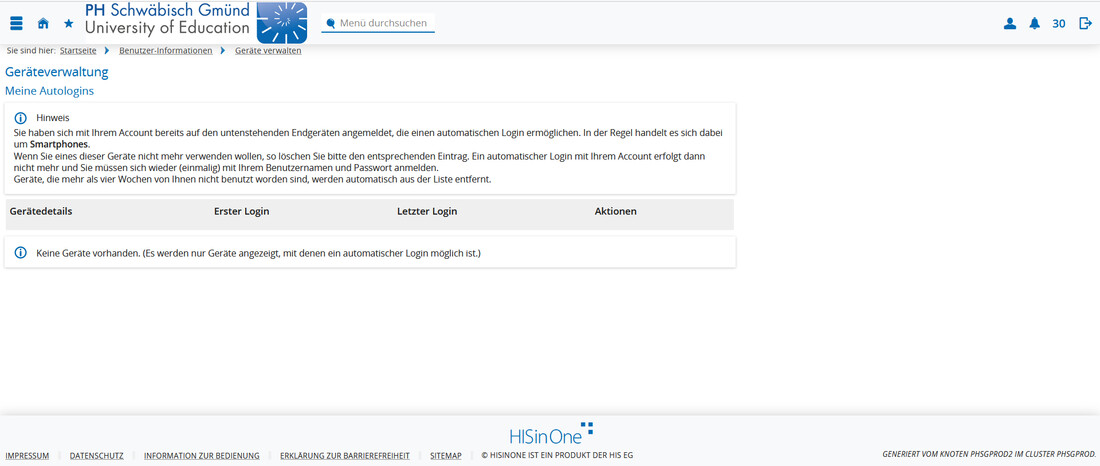 Screenshot Campus-Portal Geräteverwaltung